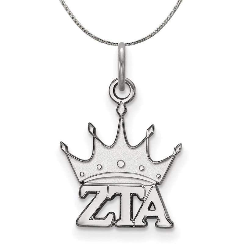 Sterling Silver Zeta Tau Alpha Xs (Tiny) Pendant Necklace - 24 Inch